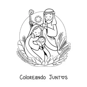 Imagen para colorear de un nacimiento navideño bonito