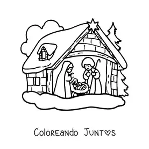Imagen para colorear del pesebre donde nació Jesús