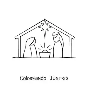 Imagen para colorear de un nacimiento sencillo