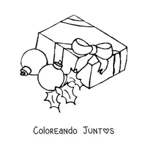 Imagen para colorear de esferas navideñas con regalos