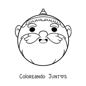 Imagen para colorear de esfera navideña kawaii con forma de Santa