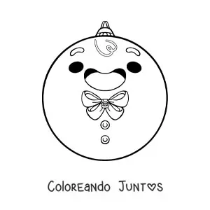 Imagen para colorear de esfera navideña kawaii con forma de hombre de jengibre