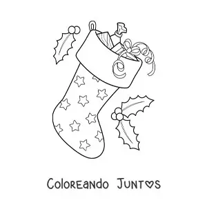 Imagen para colorear de bota navideña con regalos