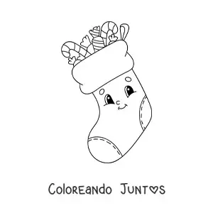 Imagen para colorear de bota navideña animada con regalos