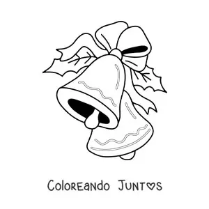 Imagen para colorear de campanas de Navidad con lazo