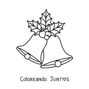 Imagen para colorear de campanas de Navidad con muérdago