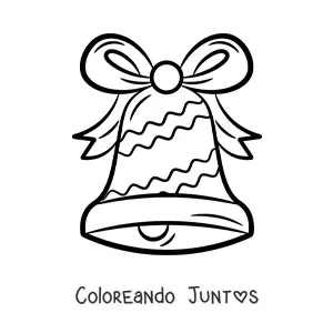 Imagen para colorear de campana de Navidad con lazo grande