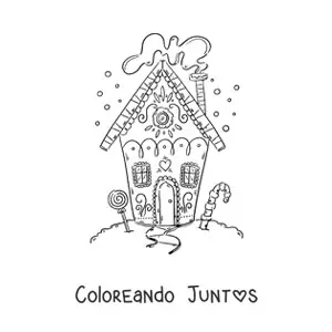 Imagen para colorear de casa de jengibre pequeña