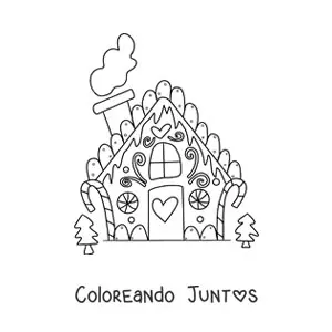 Imagen para colorear de casa de jengibre navideña
