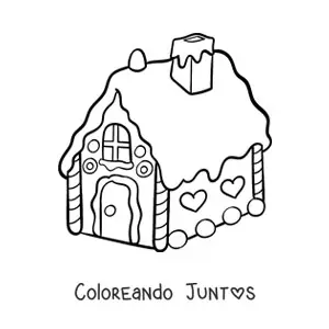 Imagen para colorear de casita de jengibre navideña grande