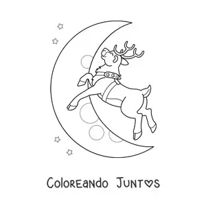 Imagen para colorear de reno navideño volando