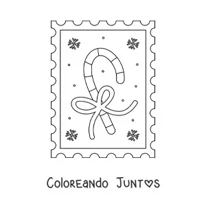 Imagen para colorear de bastón de caramelo navideño