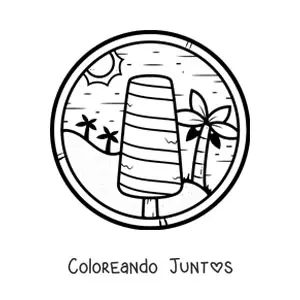 Imagen para colorear de una paleta de helado en la playa