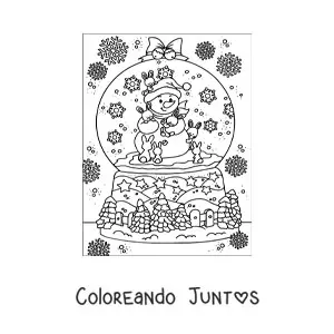 Imagen para colorear de bola de nieve realista con muñeco de nieve