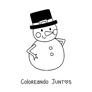 Imagen para colorear de muñeco de nieve con sombrero