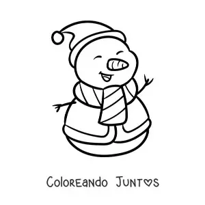 Imagen para colorear de muñeco de nieve con gorro de Navidad