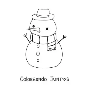 Imagen para colorear de muñeco de nieve sencillo