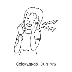 Imagen para colorear de una niña comiendo una paleta helado