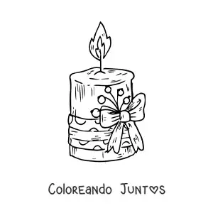 Imagen para colorear de vela de Navidad realista decorada