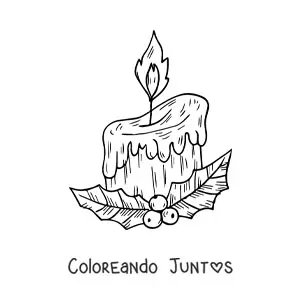 Imagen para colorear de vela de Navidad realista con adorno