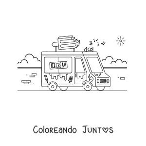 Imagen para colorear de un camión de helados