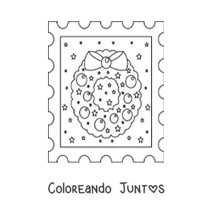 Imagen para colorear de corona de Navidad decorada