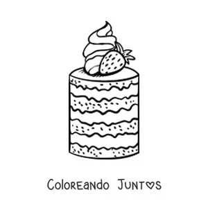 Imagen para colorear de un pastel de fresa de varias capas
