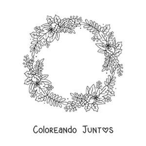 Imagen para colorear de corona de Navidad con hojas