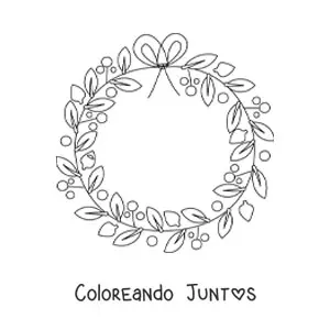 Imagen para colorear de corona de Navidad sencilla