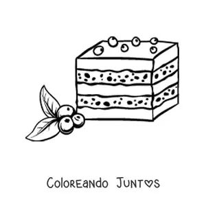 Imagen para colorear de un pastel decorado con arándanos