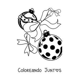 Imagen para colorear de bambalinas de Navidad con lazos