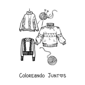 Imagen para colorear de suéteres de Navidad