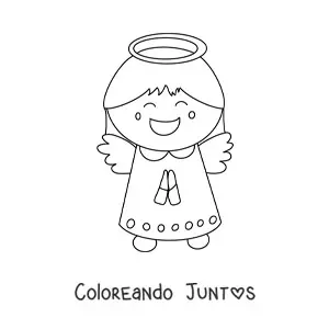 Imagen para colorear de angelito de Navidad orando