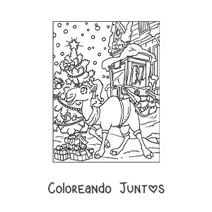Imagen para colorear de camello navideño animado