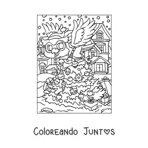 Imagen para colorear de búho navideño animado
