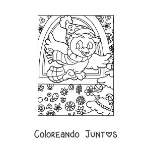 Imagen para colorear de aves navideñas animadas
