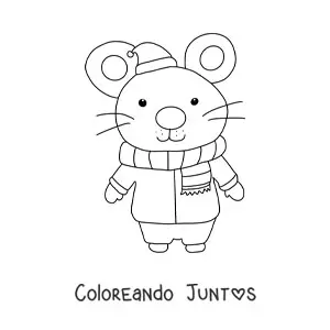 Imagen para colorear de ratón navideño animado