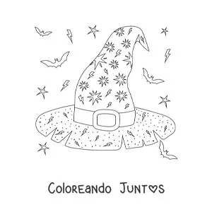 Imagen para colorear de sombrero de bruja