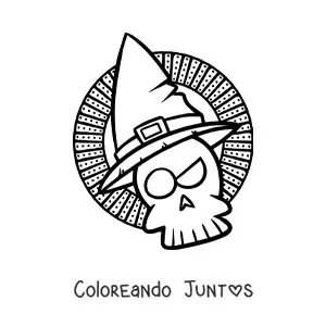 Imagen para colorear de calavera animada de Halloween