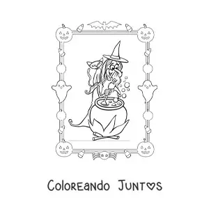 Imagen para colorear de disfraz de bruja fea