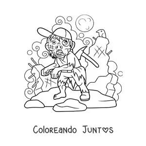Imagen para colorear de zombie caminando
