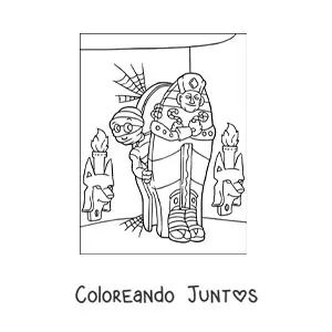 Imagen para colorear de momia saliendo de su tumba en Halloween