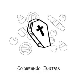 Imagen para colorear de tumba fácil de Halloween