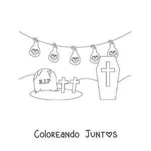 Imagen para colorear de tumbas en Halloween
