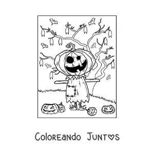 Imagen para colorear de espantapájaros de miedo