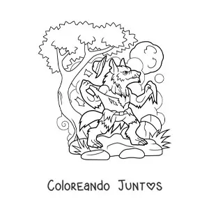Imagen para colorear de hombre lobo animado transformándose