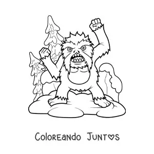 Imagen para colorear de yeti de Halloween