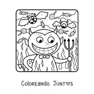 Imagen para colorear de diablo animado de Halloween