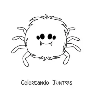 Imagen para colorear de araña kawaii de Halloween
