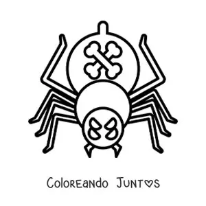 Imagen para colorear de araña animada de Halloween